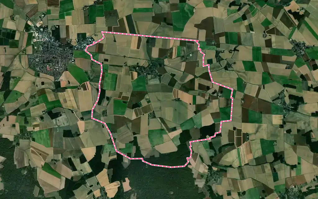 Vue satellite de Rampillon avec ses contours administratifs