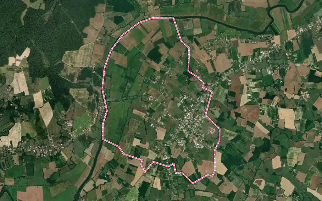 Vue satellite de Rancy avec ses contours administratifs