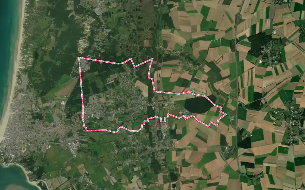 Vue satellite de Rang-du-Fliers avec ses contours administratifs