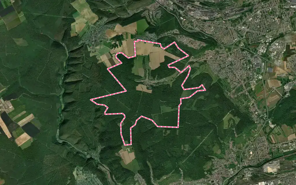 Vue satellite de Ranguevaux avec ses contours administratifs