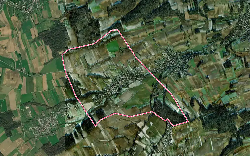 Vue satellite de Ranspach-le-Bas avec ses contours administratifs