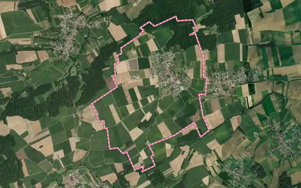 Vue satellite de Rantzwiller avec ses contours administratifs