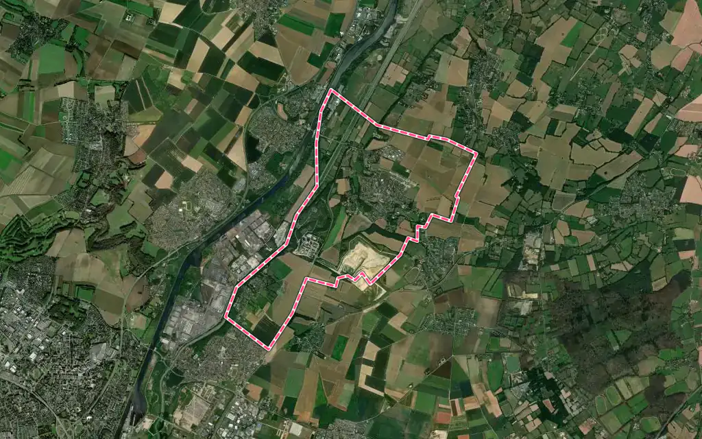 Vue satellite de Ranville avec ses contours administratifs