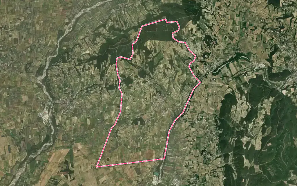 Vue satellite de Rasteau avec ses contours administratifs