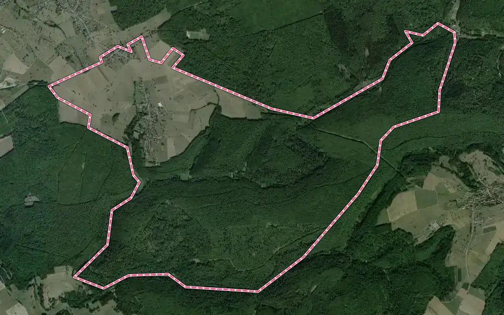 Vue satellite de Ratzwiller avec ses contours administratifs