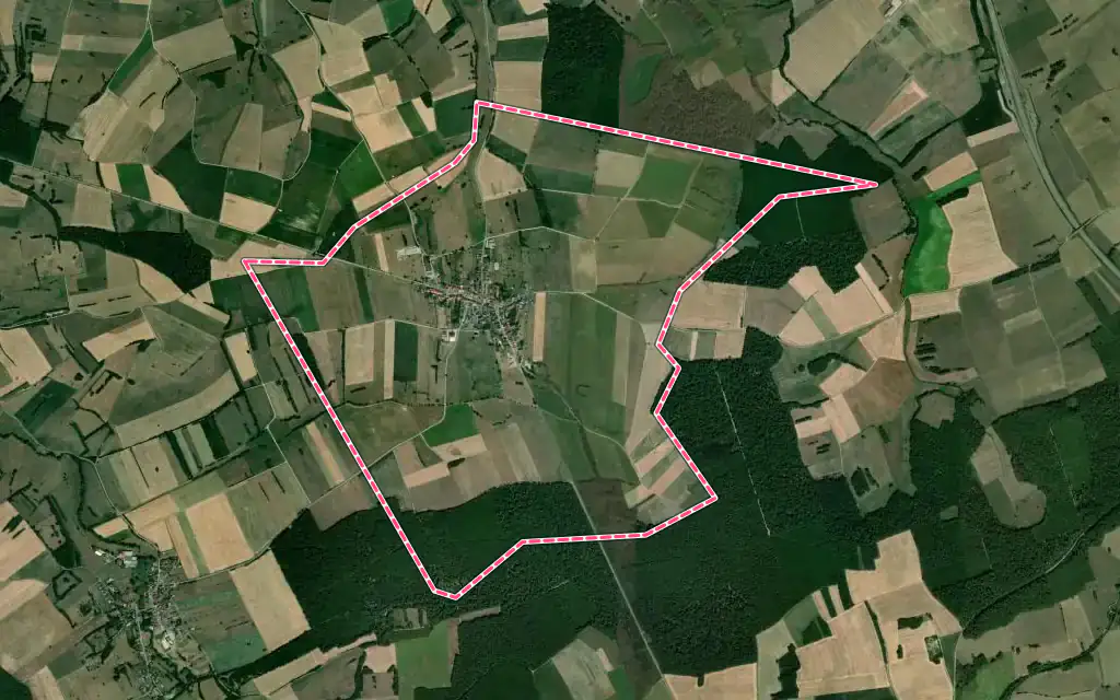 Vue satellite de Rauwiller avec ses contours administratifs