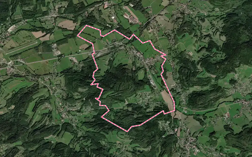 Vue satellite de Raves avec ses contours administratifs