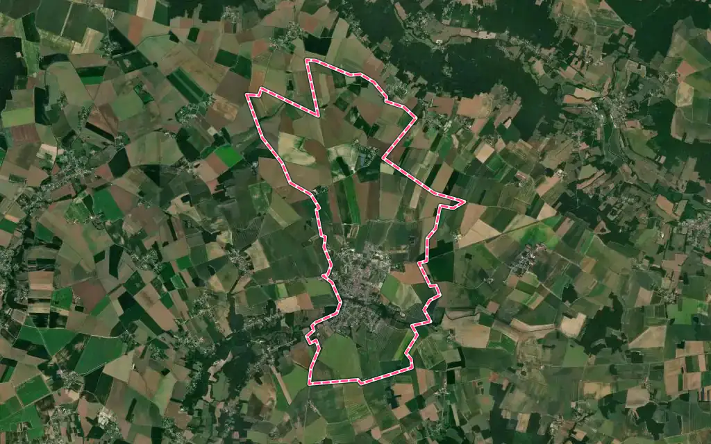 Vue satellite de Rebais avec ses contours administratifs