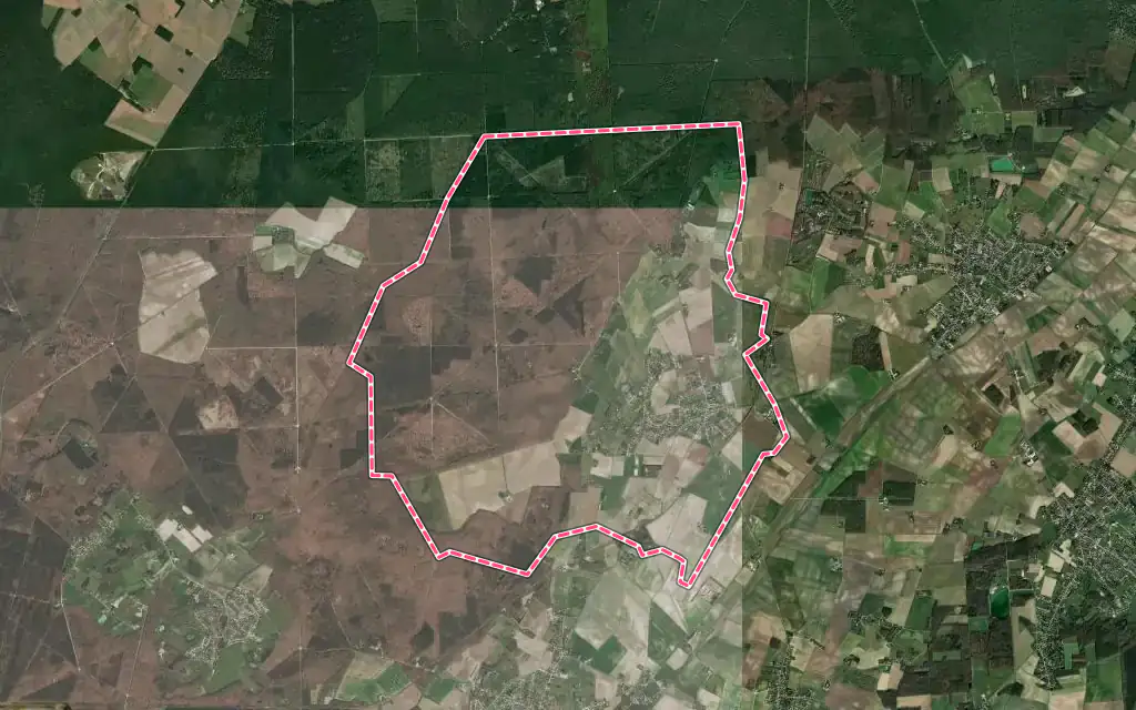 Vue satellite de Rebréchien avec ses contours administratifs