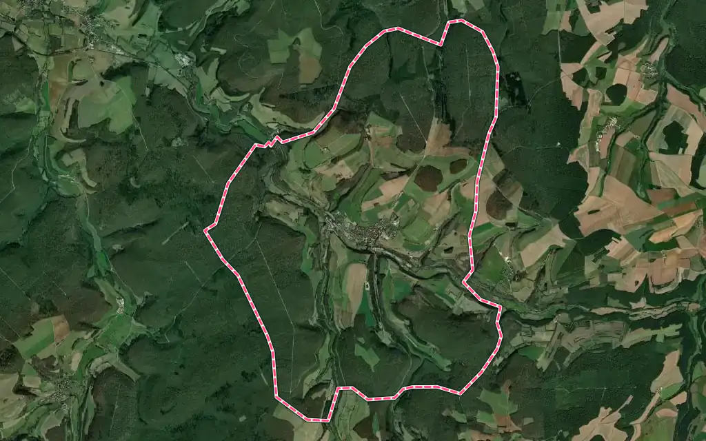 Vue satellite de Recey-sur-Ource avec ses contours administratifs