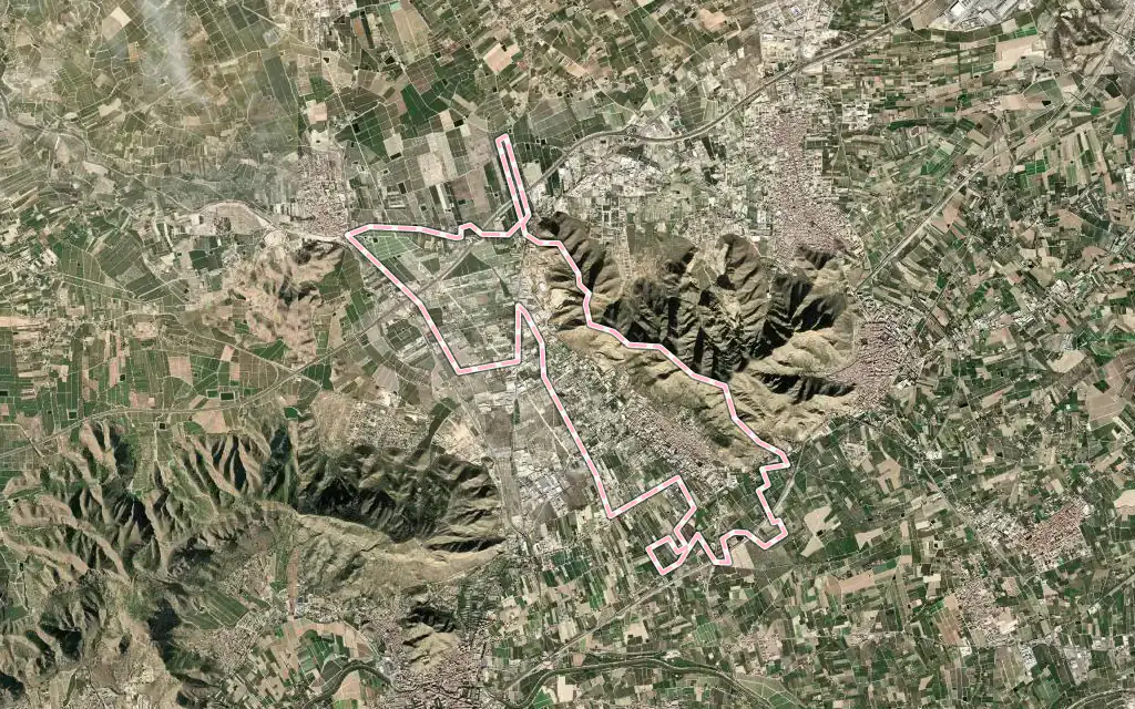 Vista satélite de Redován con su contorno administrativo