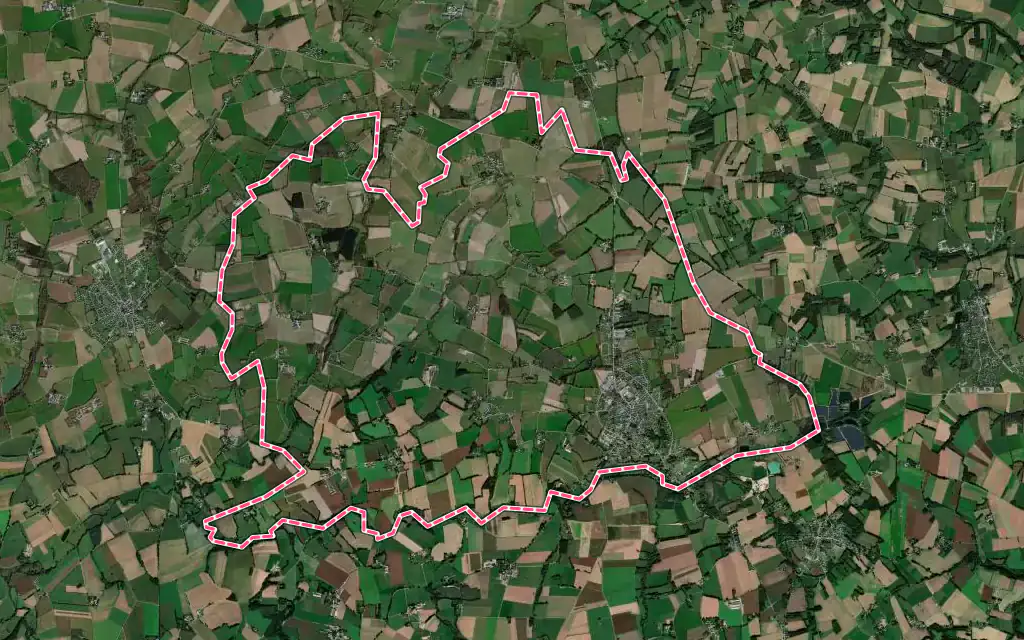 Vue satellite de Réguiny avec ses contours administratifs