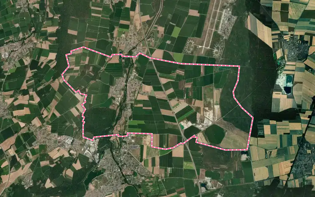 Vue satellite de Réguisheim avec ses contours administratifs