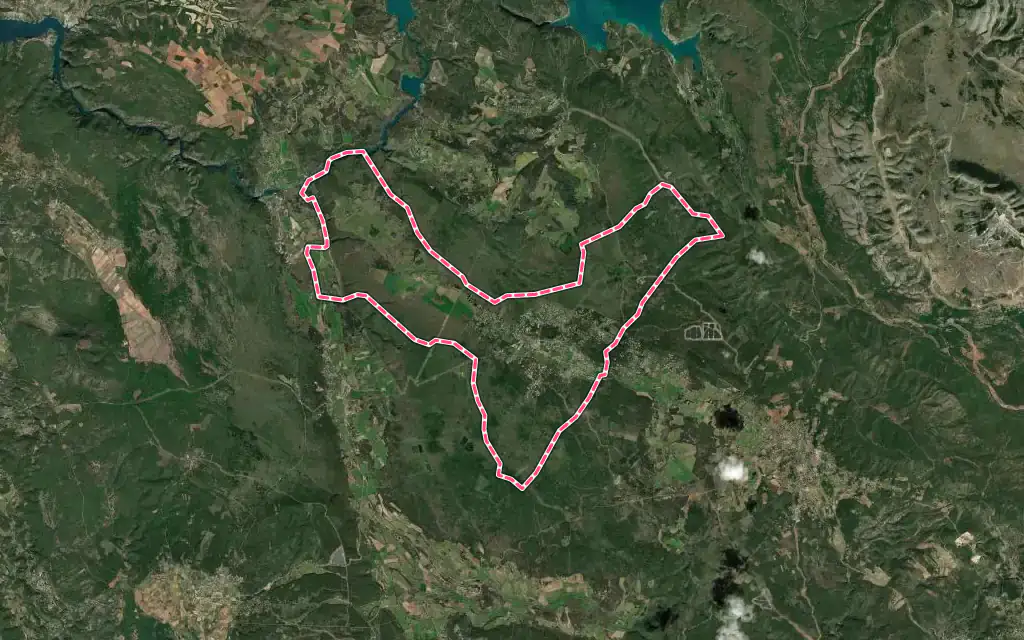 Vue satellite de Régusse avec ses contours administratifs