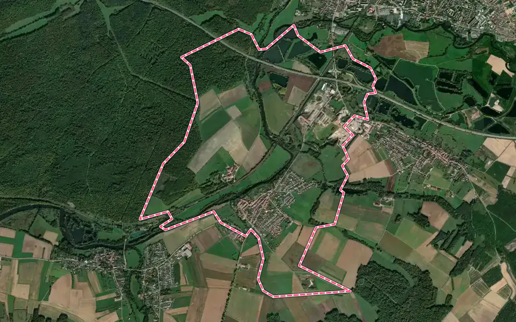 Vue satellite de Rehainviller avec ses contours administratifs