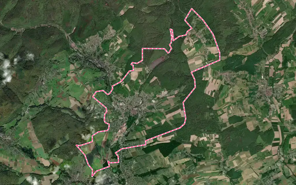 Vue satellite de Reichshoffen avec ses contours administratifs