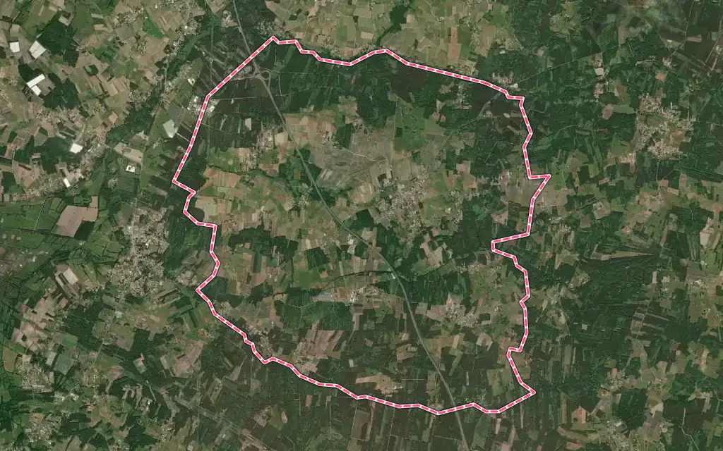 Vue satellite de Reignac avec ses contours administratifs
