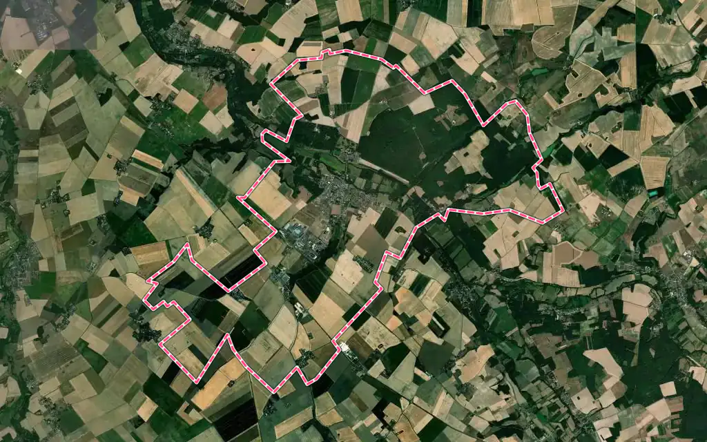 Vue satellite de Reignac-sur-Indre avec ses contours administratifs
