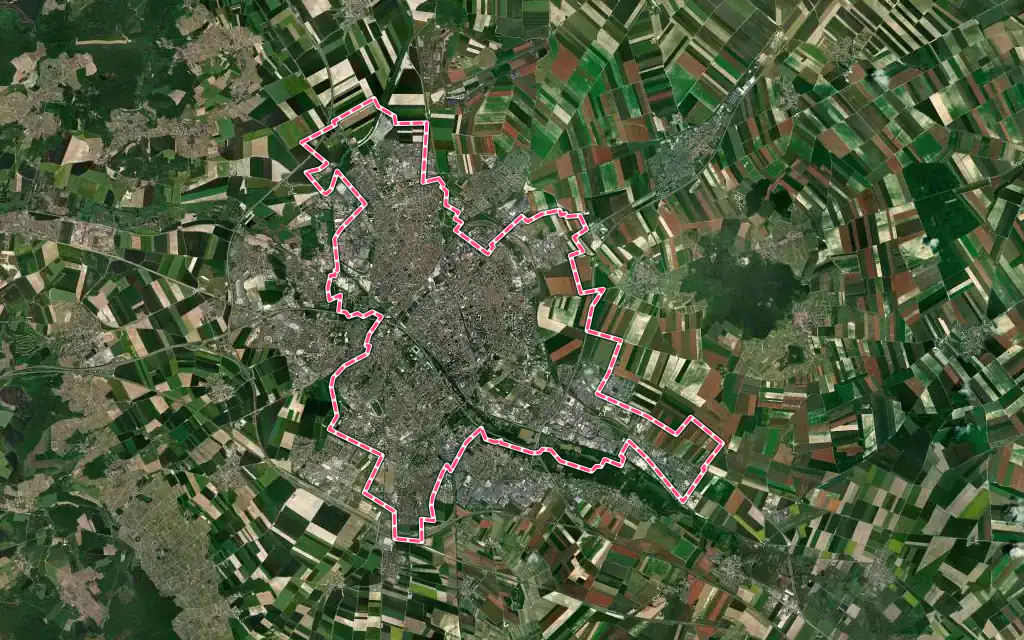 Vue satellite de Reims avec ses contours administratifs