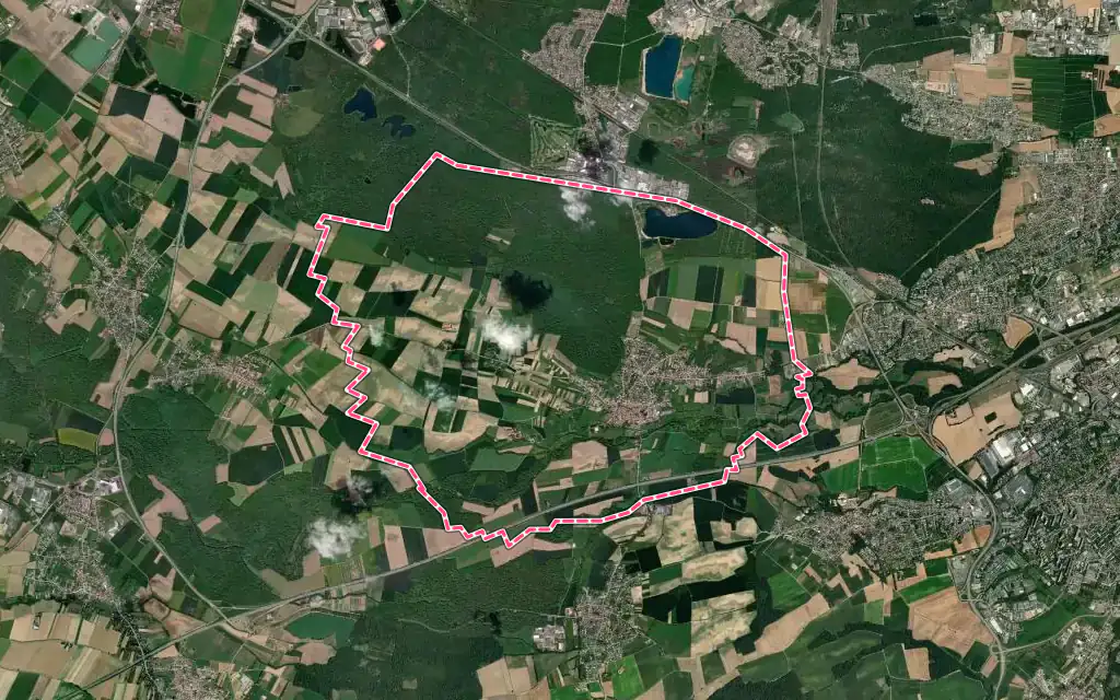 Vue satellite de Reiningue avec ses contours administratifs