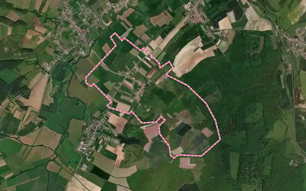 Vue satellite de Rémelfang avec ses contours administratifs