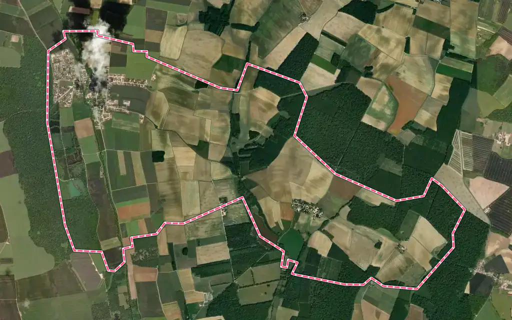 Vue satellite de Remilly-sur-Tille avec ses contours administratifs