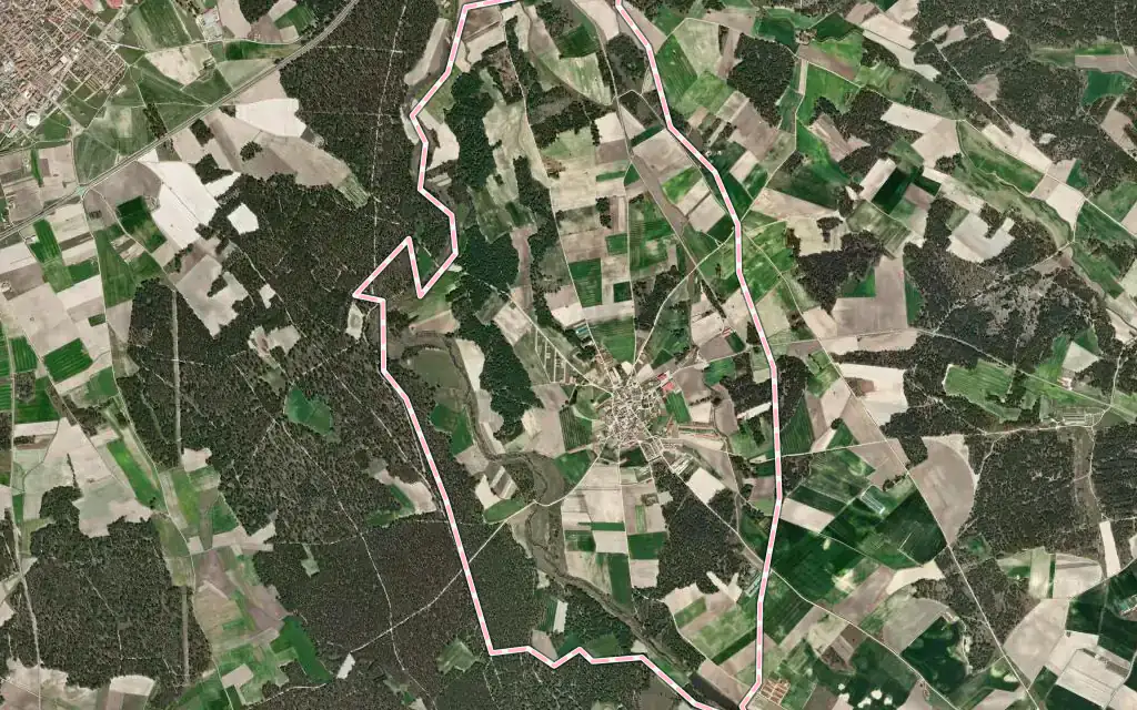 Vista satélite de Remondo con su contorno administrativo