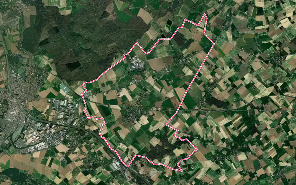 Vue satellite de Renescure avec ses contours administratifs
