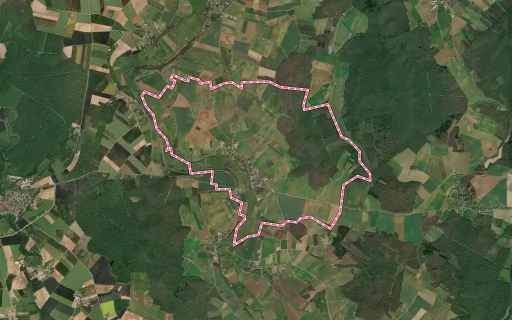 Vue satellite de Renève avec ses contours administratifs