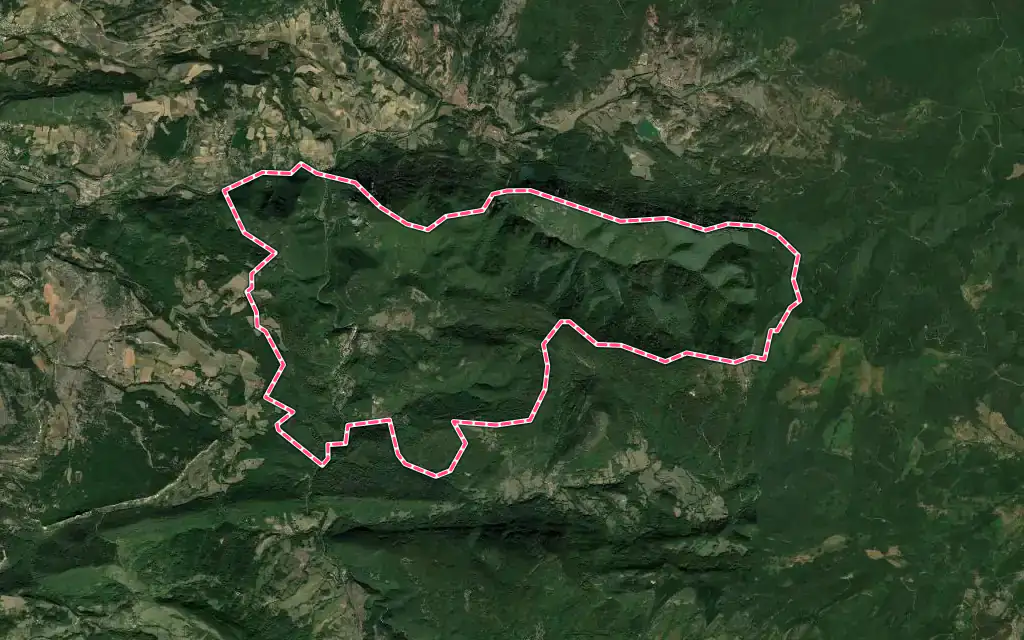 Vue satellite de Rennes-les-Bains avec ses contours administratifs