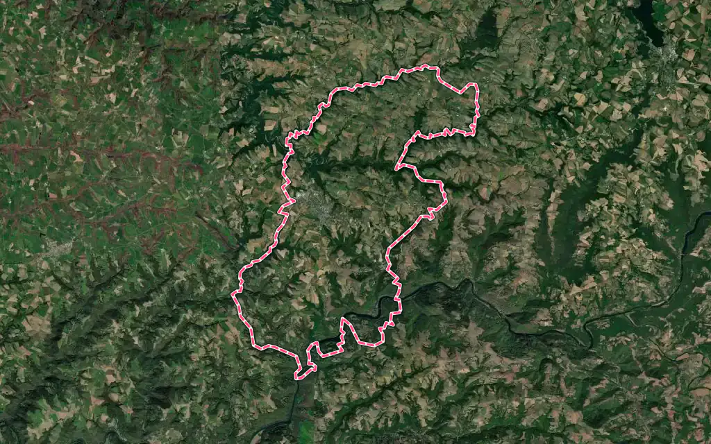 Vue satellite de Réquista avec ses contours administratifs