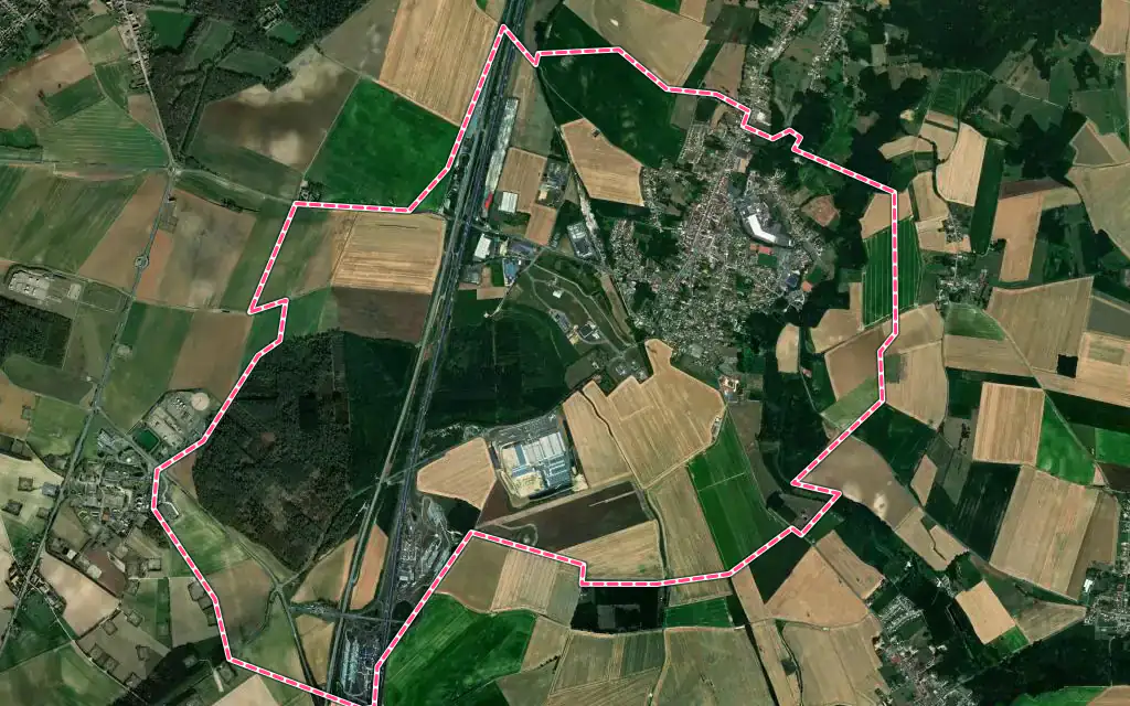 Vue satellite de Ressons-sur-Matz avec ses contours administratifs