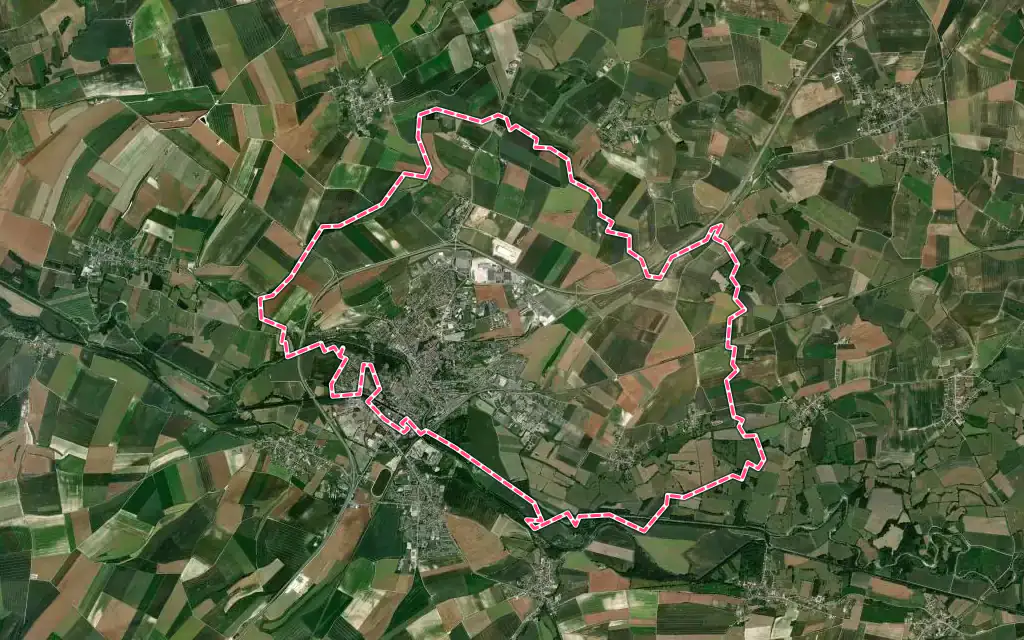 Vue satellite de Rethel avec ses contours administratifs