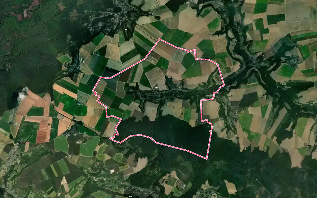 Vue satellite de Retheuil avec ses contours administratifs