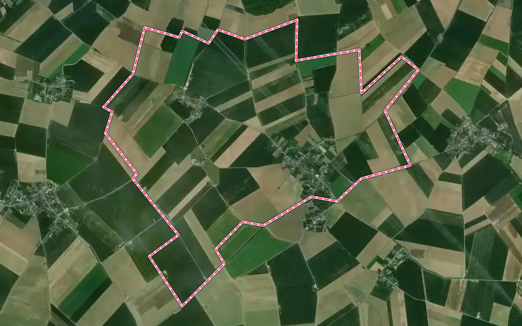 Vue satellite de Rethonvillers avec ses contours administratifs