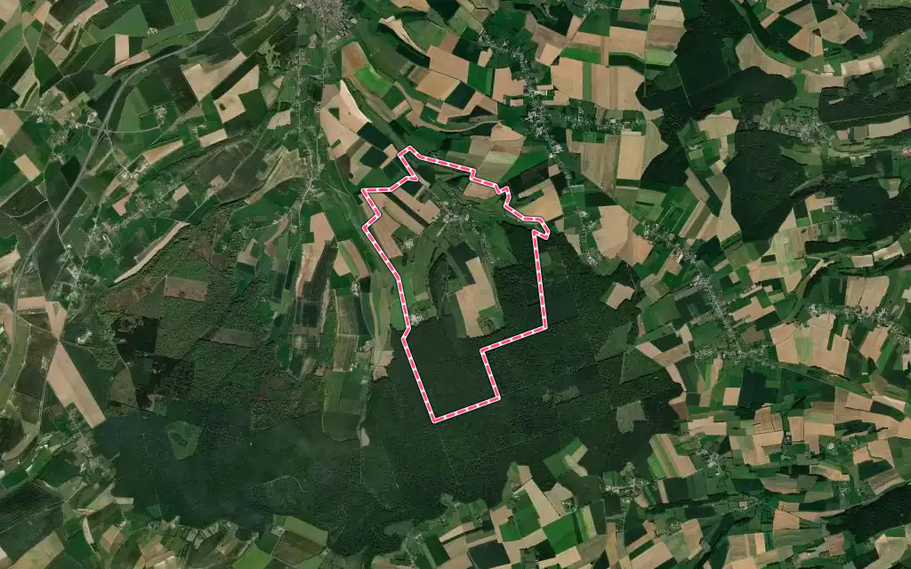 Vue satellite de Rétonval avec ses contours administratifs