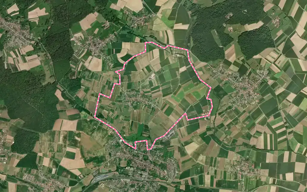 Vue satellite de Retschwiller avec ses contours administratifs