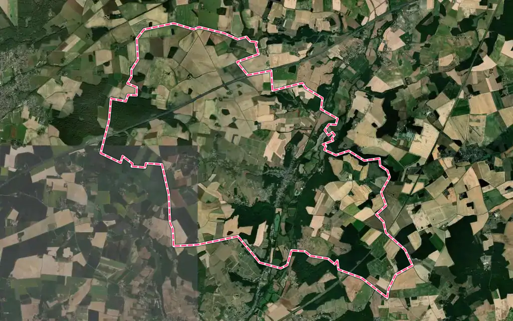 Vue satellite de Reugny avec ses contours administratifs