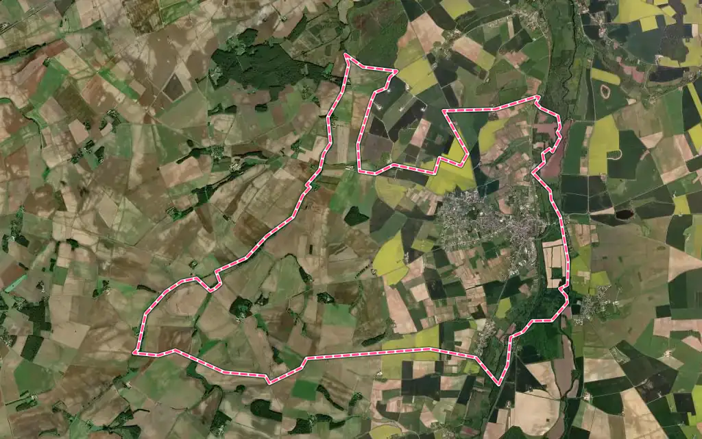 Vue satellite de Reuilly avec ses contours administratifs