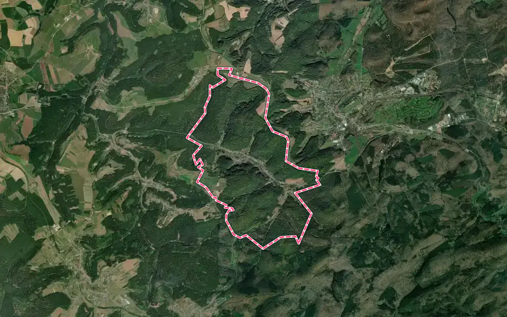 Vue satellite de Reyersviller avec ses contours administratifs