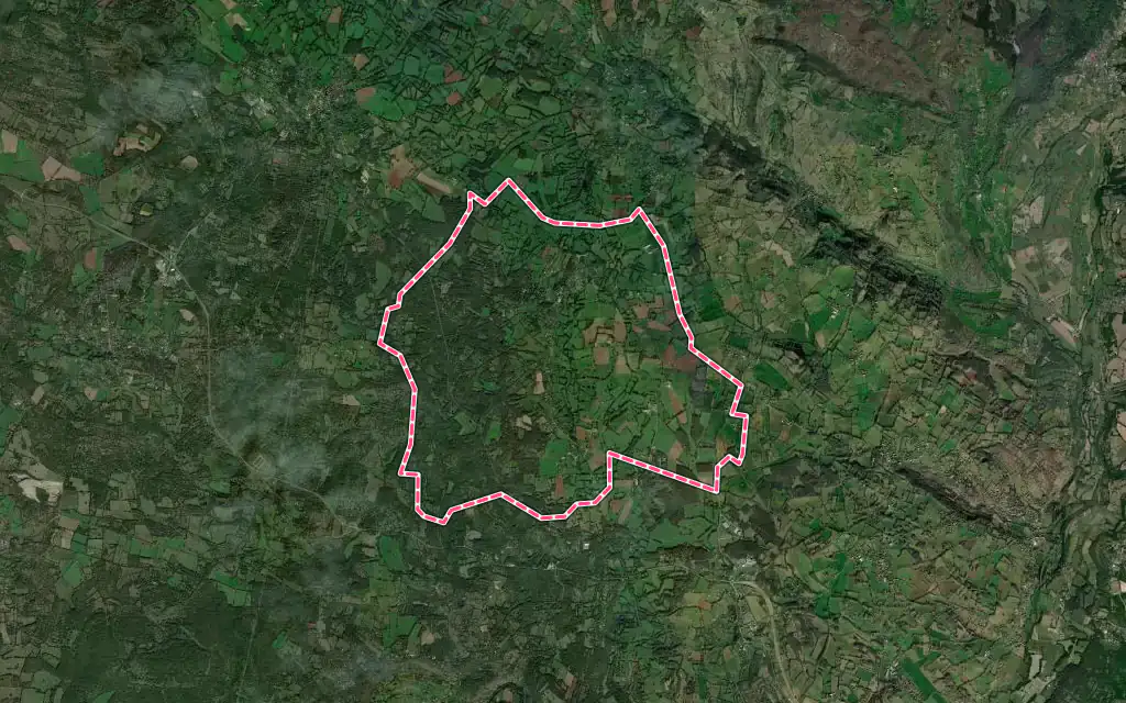 Vue satellite de Reyrevignes avec ses contours administratifs