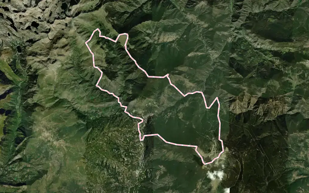 Vista satélite de Rialp con su contorno administrativo