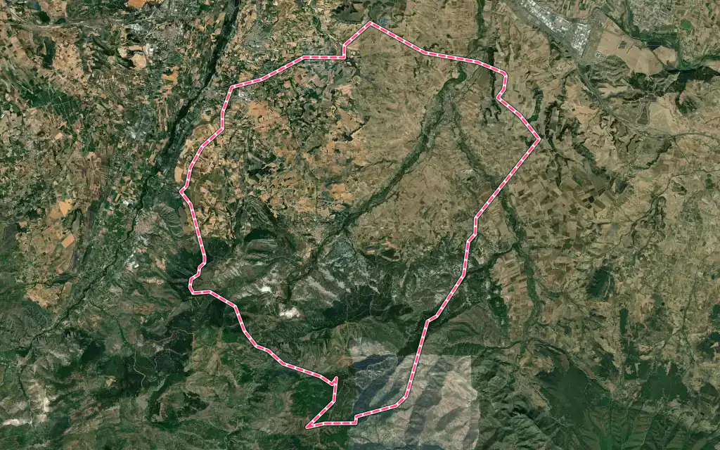 Vista satélite de Ribafrecha con su contorno administrativo