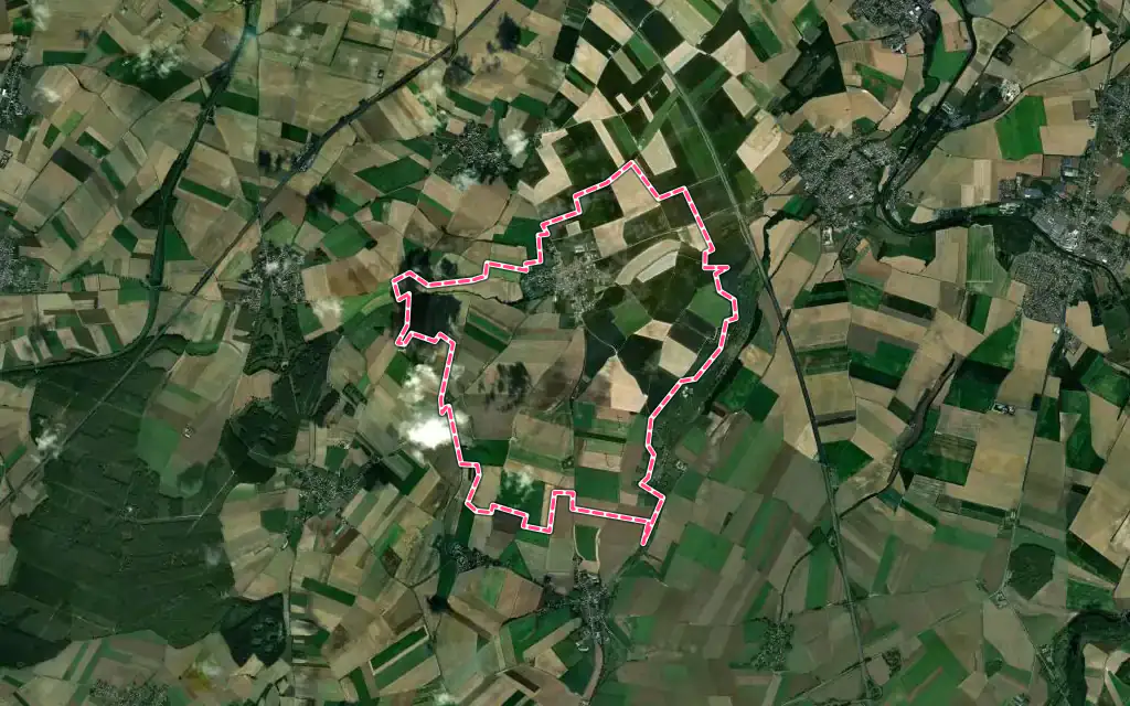 Vue satellite de Ribécourt-la-Tour avec ses contours administratifs