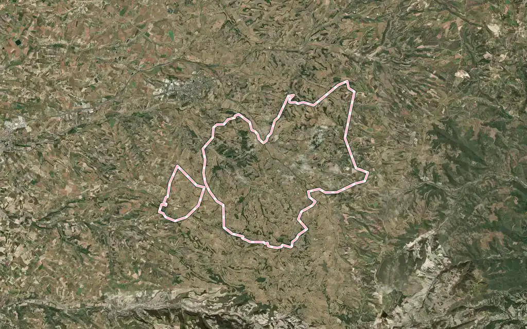 Vista satélite de Ribera d'Ondara con su contorno administrativo
