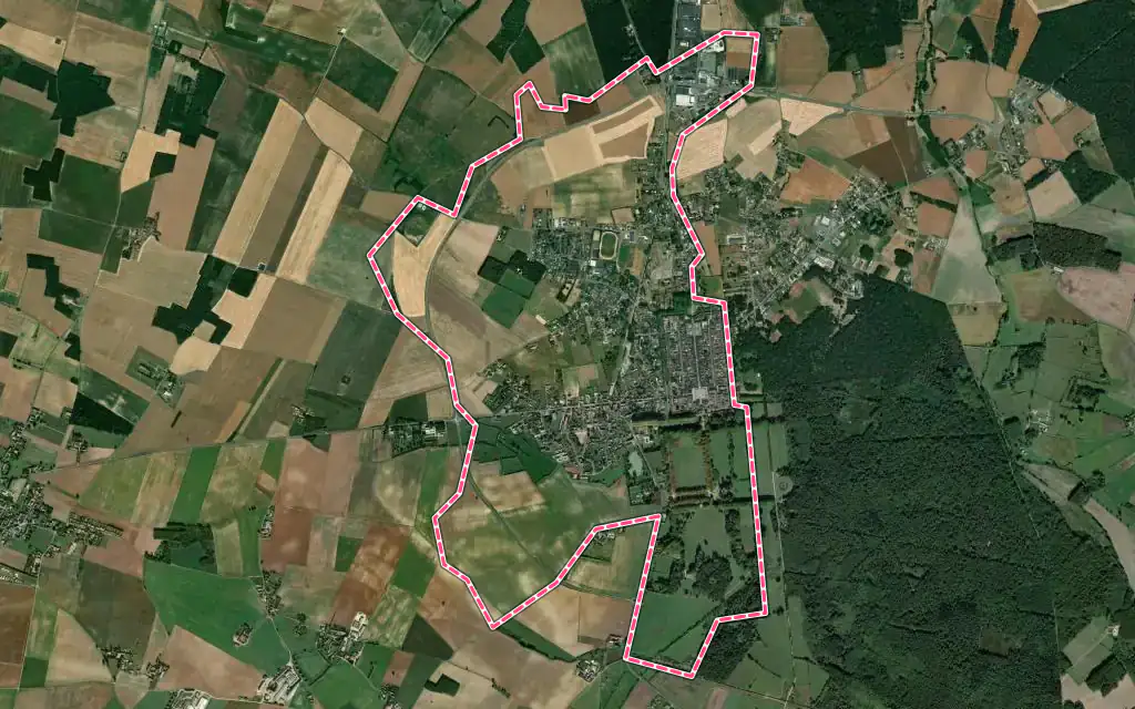 Vue satellite de Richelieu avec ses contours administratifs