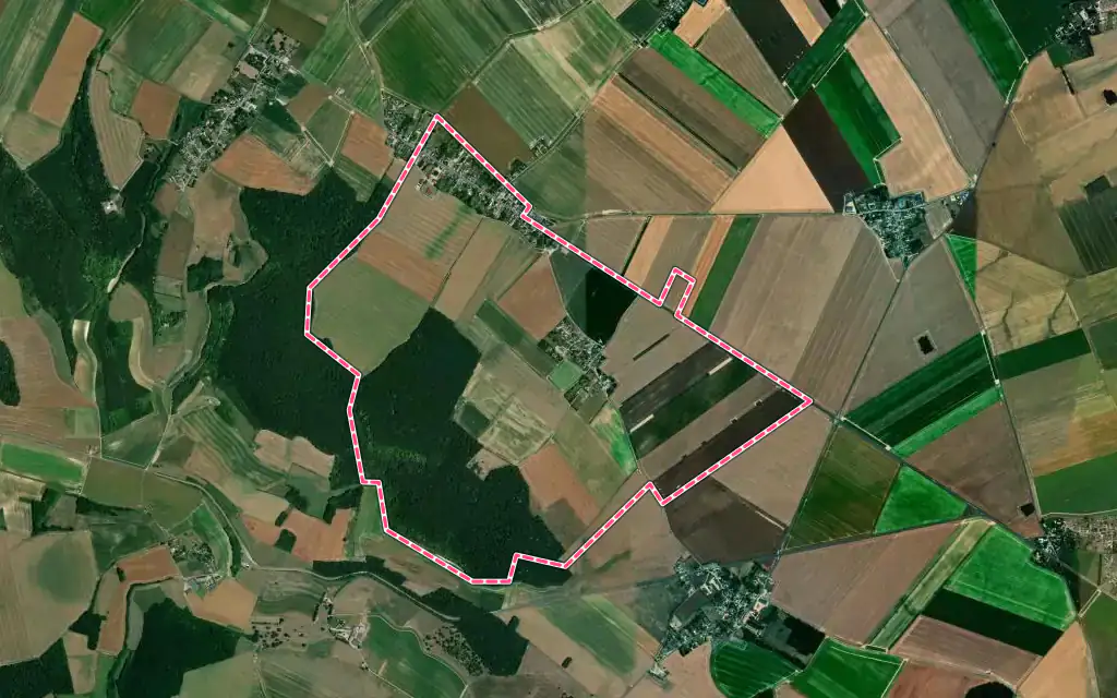 Vue satellite de Richeville avec ses contours administratifs