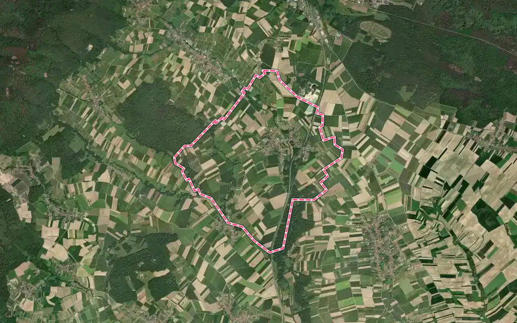 Vue satellite de Riedseltz avec ses contours administratifs