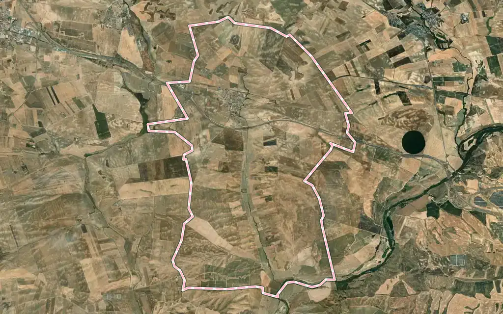Vista satélite de Rielves con su contorno administrativo