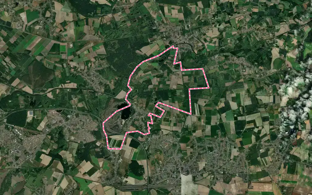 Vue satellite de Rieulay avec ses contours administratifs